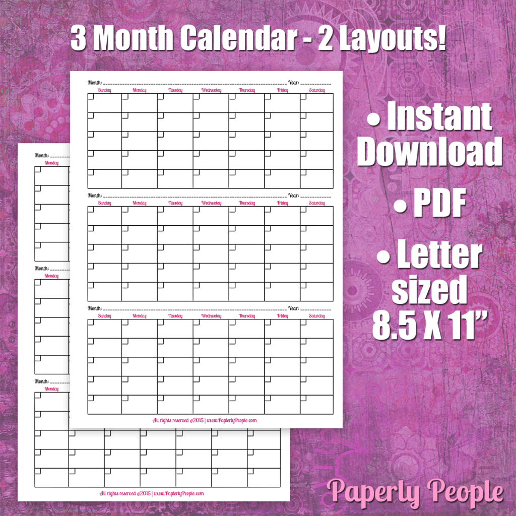 Printable Planner Calendar System For Staples ARC System or 3 Ring