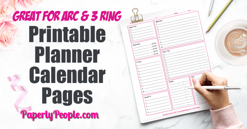 Printable Planner Calendar System For Staples ARC System or 3 Ring