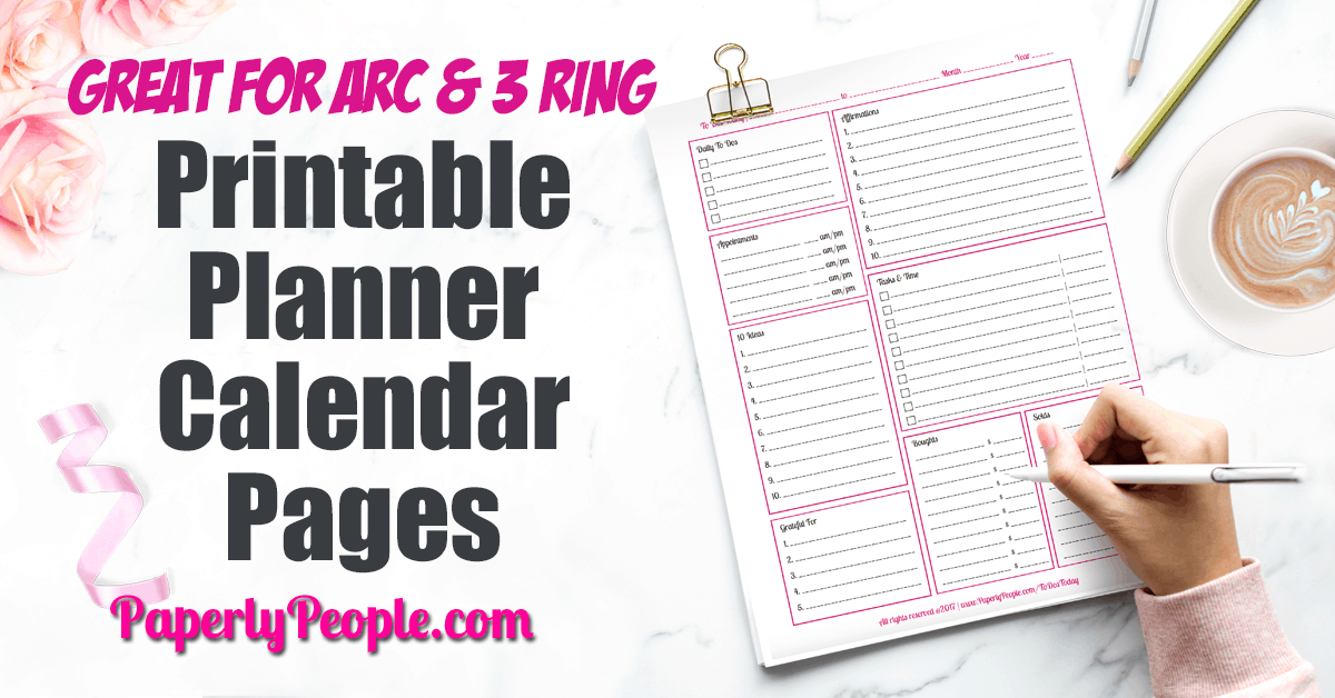 Printable Planner Calendar System For Staples Arc System Or 3 Ring Binder Paperly People