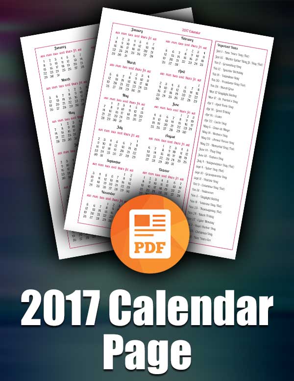 2017 Printable Planner Page