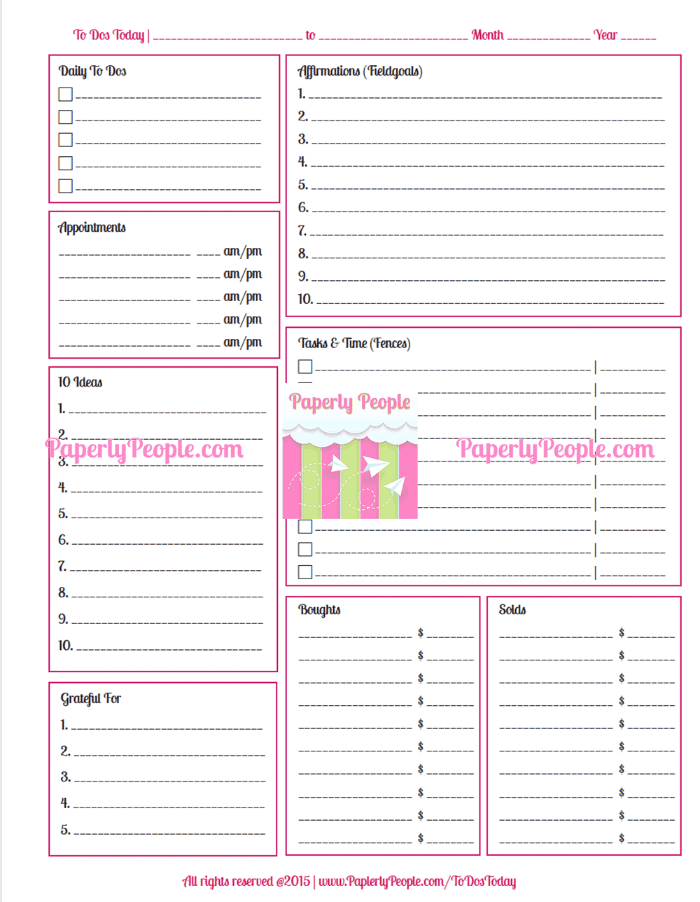 Daily Goals Planner Page