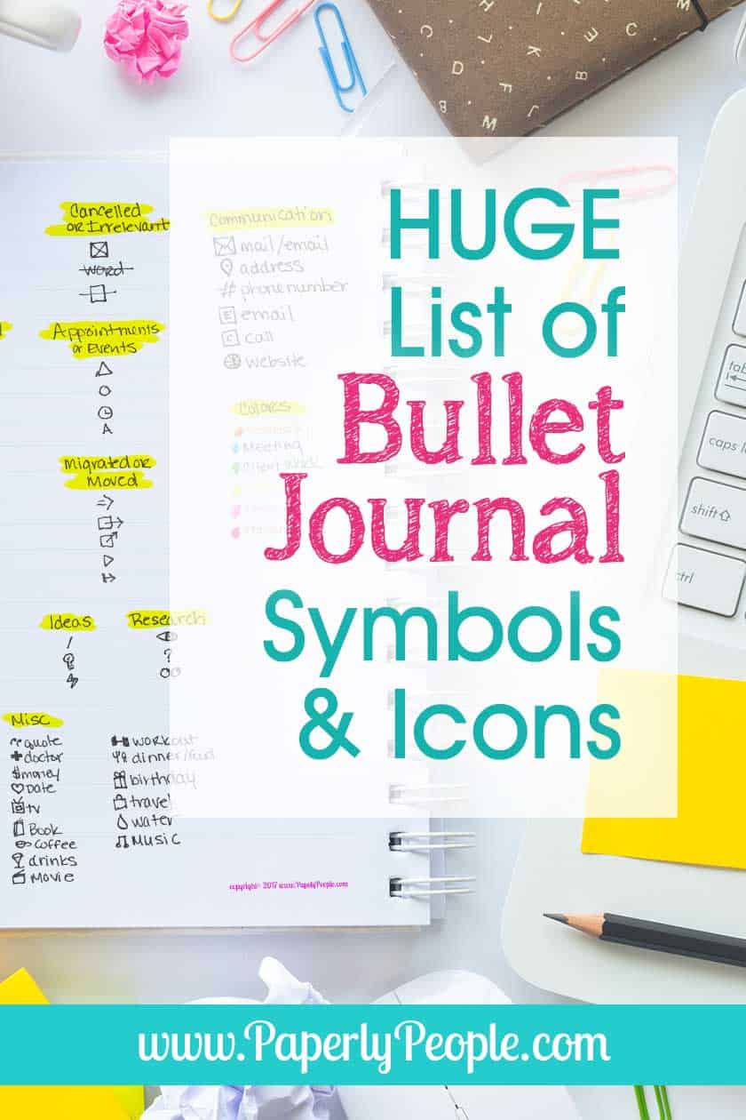 Huge List Of Bullet Journal Symbols And Icons Paperly People