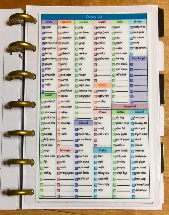 Grocery Planner Checklist