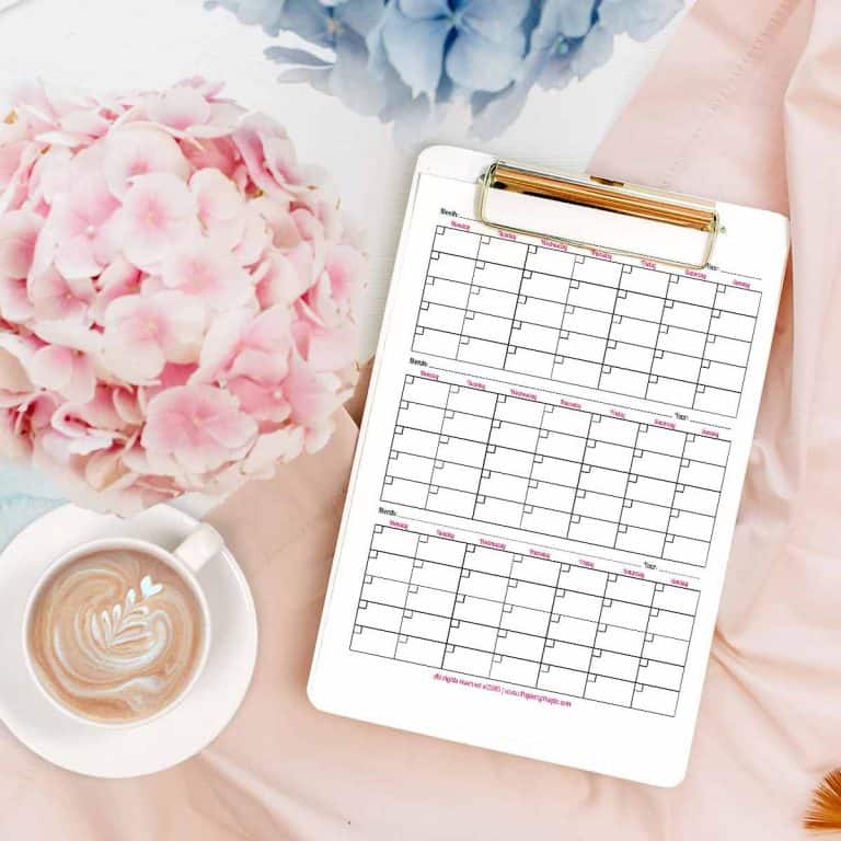 Printable Planner Calendar System For Staples ARC System or 3 Ring Binder
