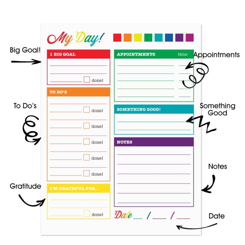 Rainbow Journal Daily Planner Page from Paperly People