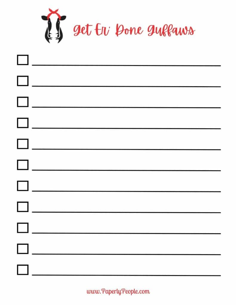 Get Er' Done Guffaws - Free Printable To Do List