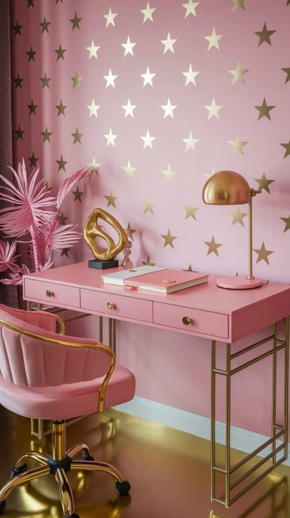 Pink and Gold: The Motivational Glam - 6 Home Office Color Combos for Success