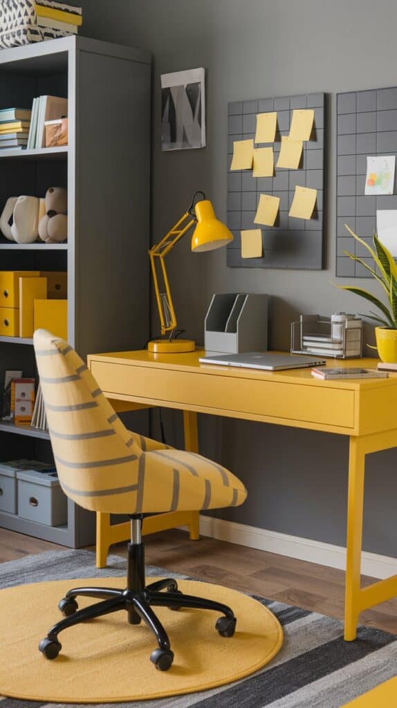 Yellow and Grey: The Energizing Organizer - 6 Home Office Color Combos for Success