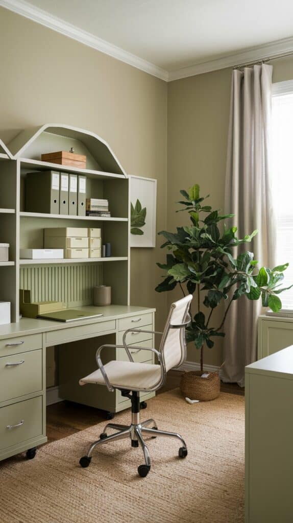 Green and Beige: The Grounded Achiever - 6 Home Office Color Combos for Success